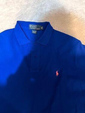 Polo by Ralph Lauren Men’s Royal Blue Polo with Pink Pony
